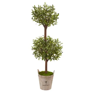 5' Artificial Olive Tree in Farmhouse Planter - Low Maintenance, Life-Like & Vibrant Silk Trees For Busy People.