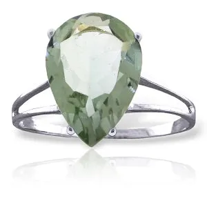 5 Carat 14K Solid White Gold Love Is A Verb Green Amethyst Ring