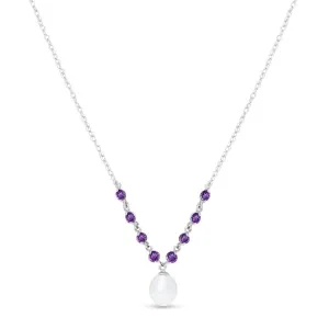 5 Carat 14K Solid White Gold Necklace Natural Tanzanite Pearl