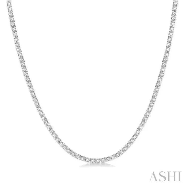 5 Ctw Round Cut Diamond Tennis Necklace in 14K White Gold