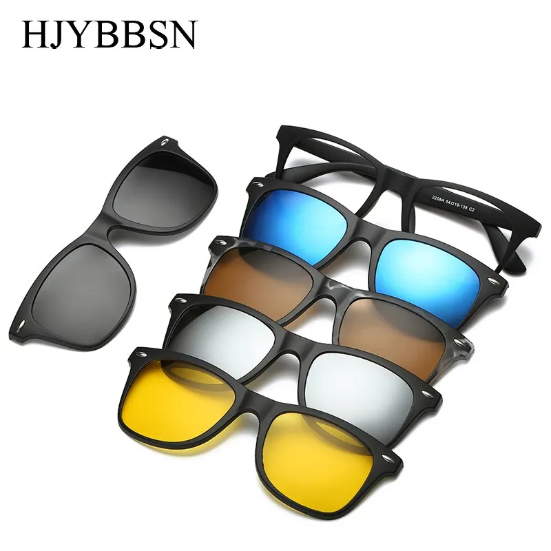 5 in 1 Polarized Magnetic Clip-on Sunglasses