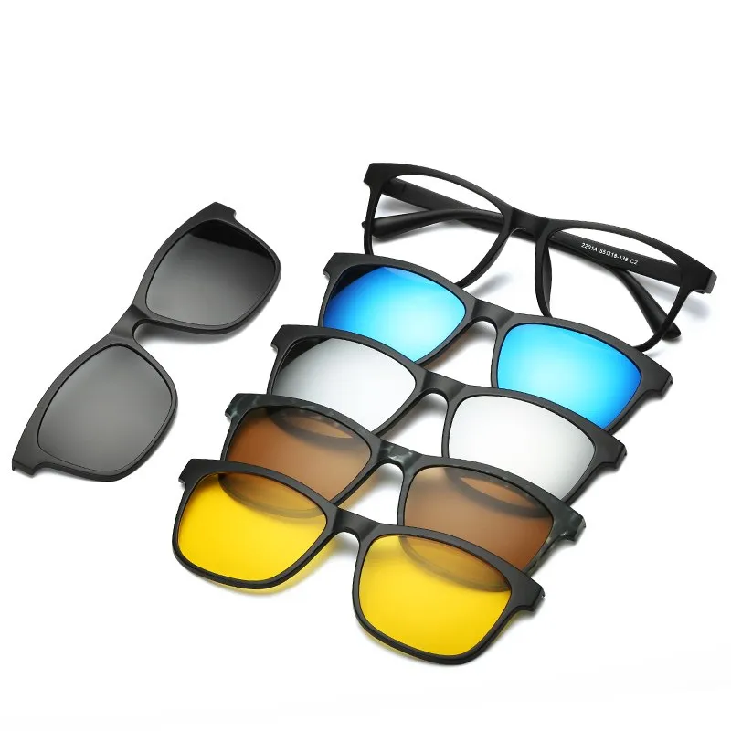 5 in 1 Polarized Magnetic Clip-on Sunglasses