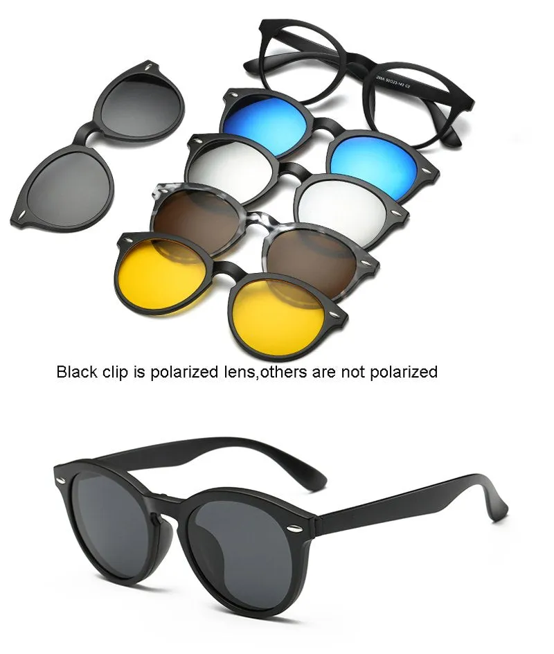 5 in 1 Polarized Magnetic Clip-on Sunglasses