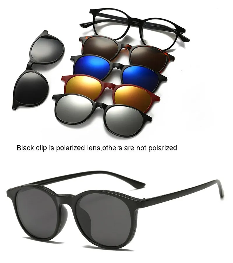 5 in 1 Polarized Magnetic Clip-on Sunglasses