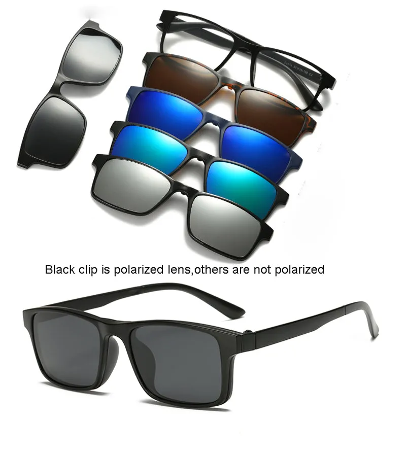 5 in 1 Polarized Magnetic Clip-on Sunglasses