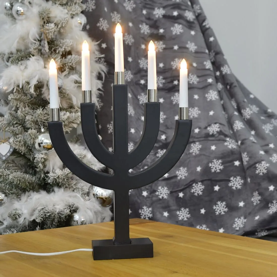 5 Light Christmas Candle Bridge Decoration With LEDs