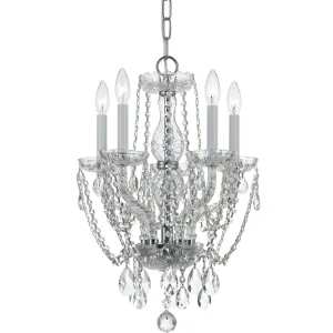 5 Light Polished Chrome Crystal Mini Chandelier Draped In Clear Spectra Crystal - C193-1129-CH-CL-SAQ