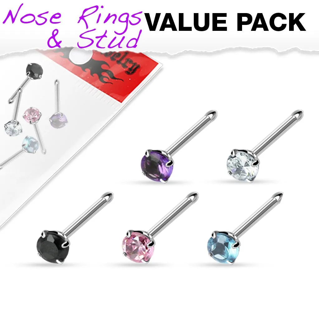 5 Pack 18GA Nose Studs