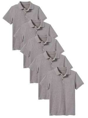 5-Pack School Uniform Tagless Polo Tshirt for Little Boys & Big Boys