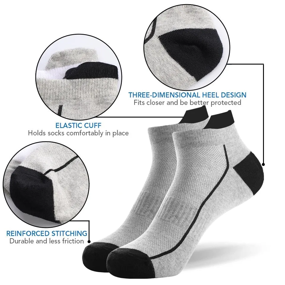 5 Pairs Organic Cotton Men Socks Thin Knit Mesh Ankle Socks Summer Fitness Breathable Quick Dry Short Sock For Cycling Plus Size