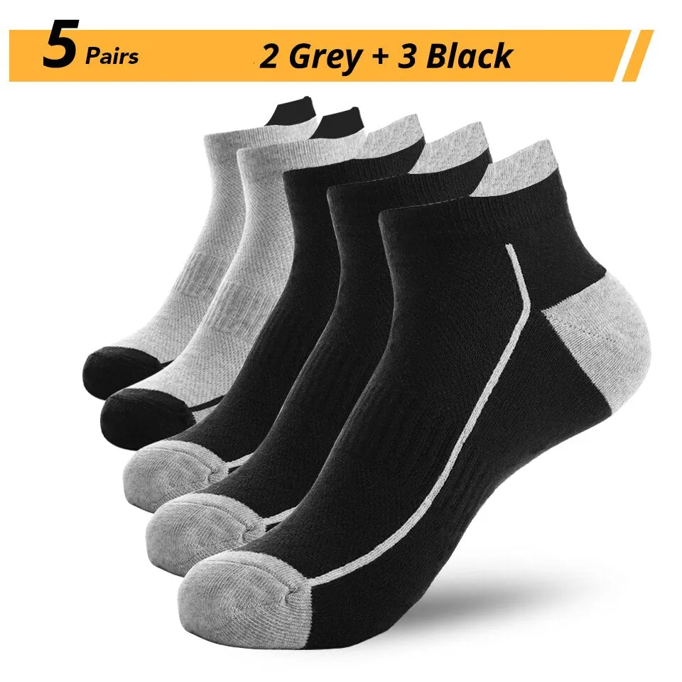 5 Pairs Organic Cotton Men Socks Thin Knit Mesh Ankle Socks Summer Fitness Breathable Quick Dry Short Sock For Cycling Plus Size