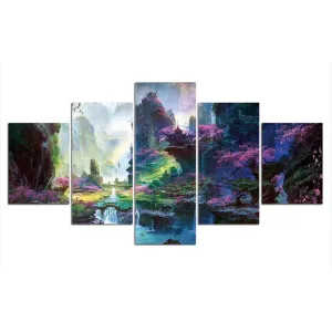 5 Panels Majestic Forest Framed Canvas Prints