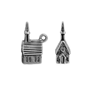 5 Pcs Tibetan Silver Church Chapel Cathedral 3D 20mm x 12mm Charms Pendants