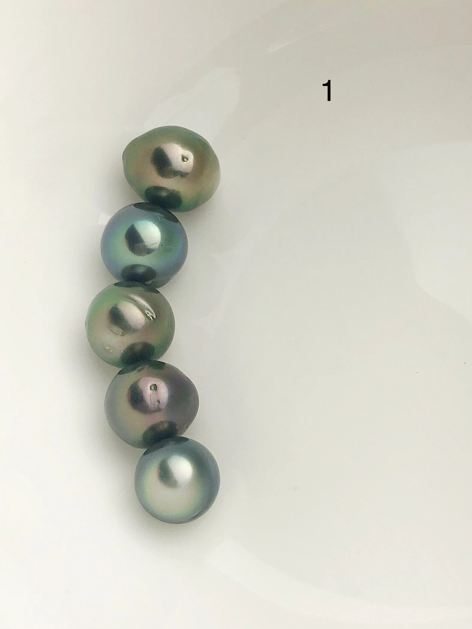 5 Pearls - Multicolor Tahitian Peacock Loose pearls - Semi-Round to Oval - A  Quality - 10 to 11mm (#587 No. 1-6)