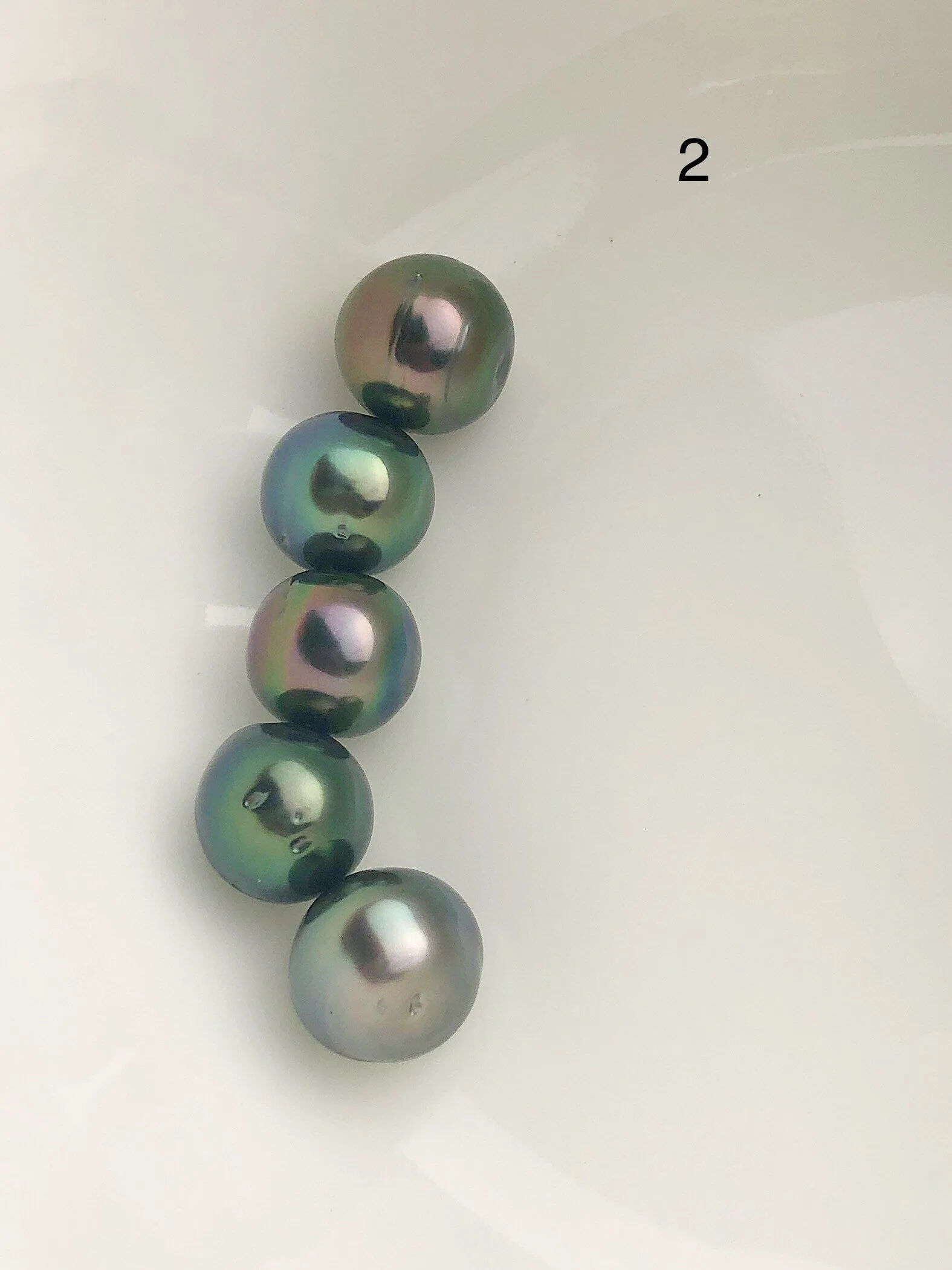 5 Pearls - Multicolor Tahitian Peacock Loose pearls - Semi-Round to Oval - A  Quality - 10 to 11mm (#587 No. 1-6)