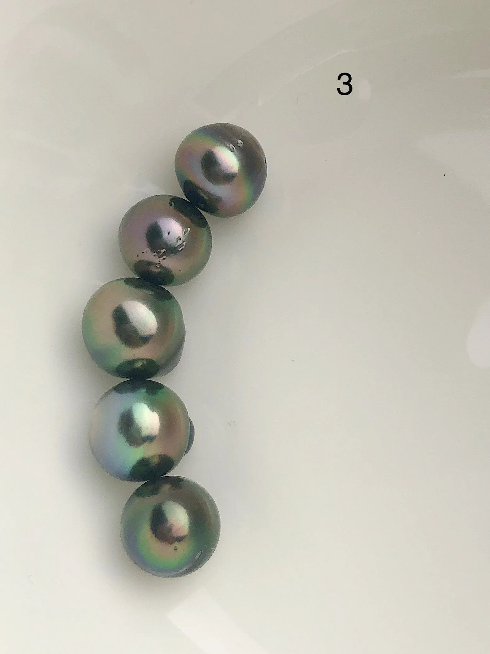 5 Pearls - Multicolor Tahitian Peacock Loose pearls - Semi-Round to Oval - A  Quality - 10 to 11mm (#587 No. 1-6)