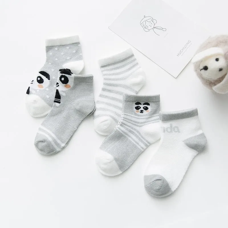 5-piece Cartoon Design Mesh Socks