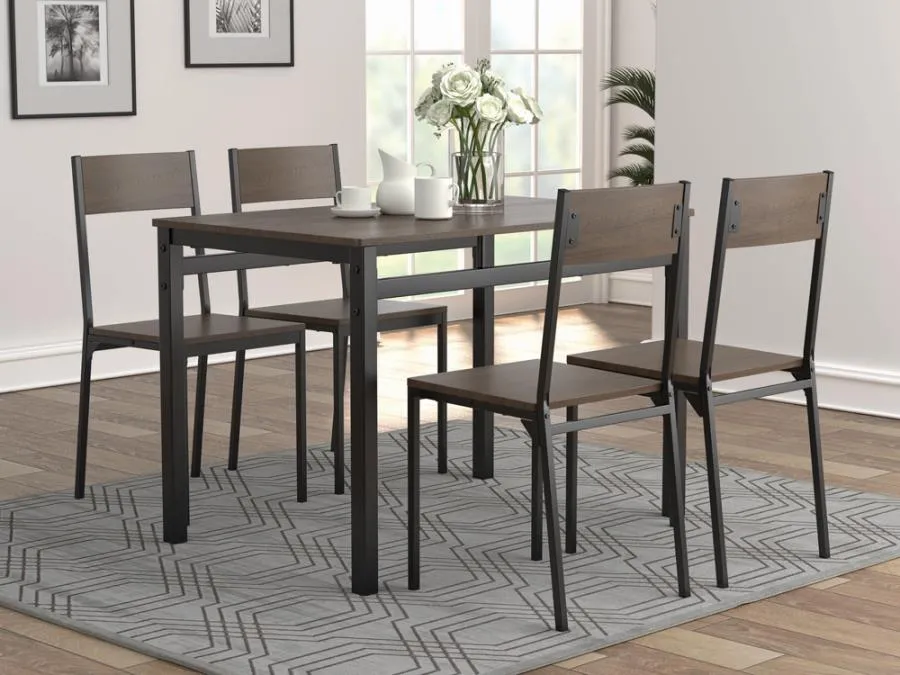 5-piece Dining Set Ark Brown and Matte Black