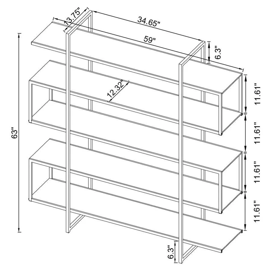 5-shelf Bookcase Chrome and Clear