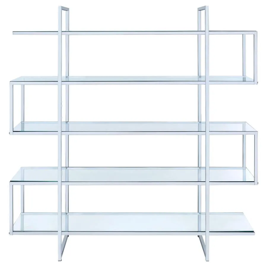 5-shelf Bookcase Chrome and Clear