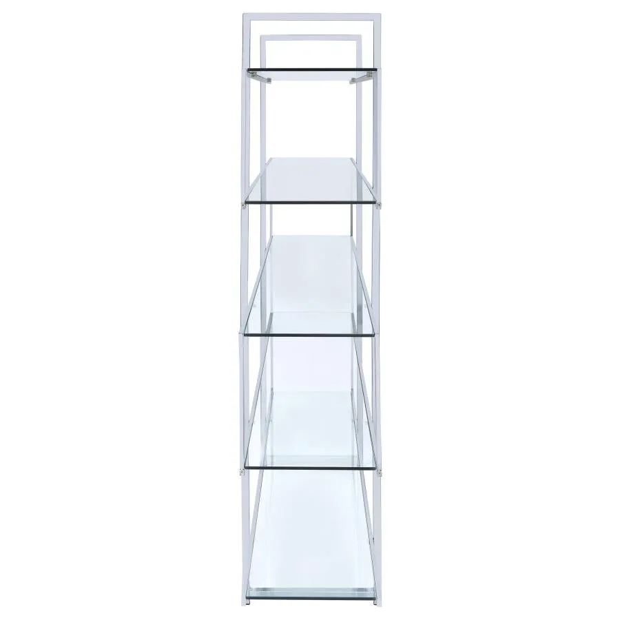 5-shelf Bookcase Chrome and Clear