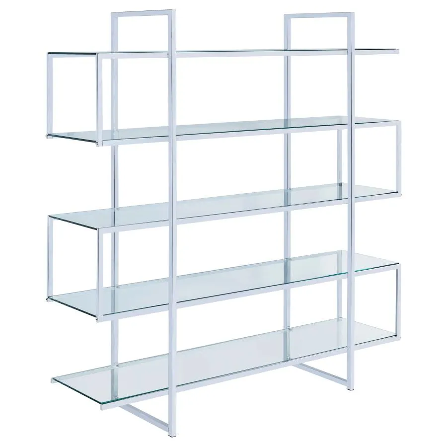 5-shelf Bookcase Chrome and Clear