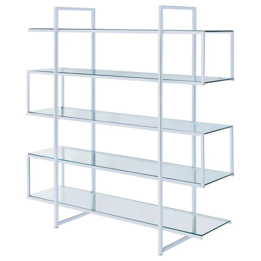 5-shelf Bookcase Chrome and Clear