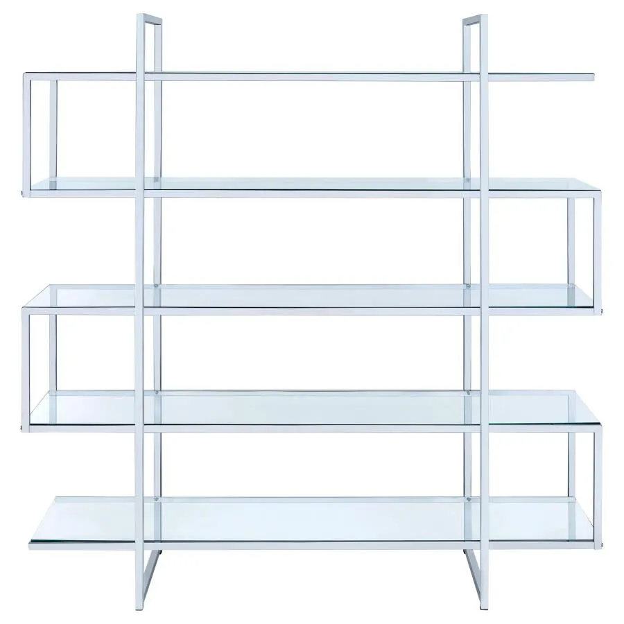 5-shelf Bookcase Chrome and Clear