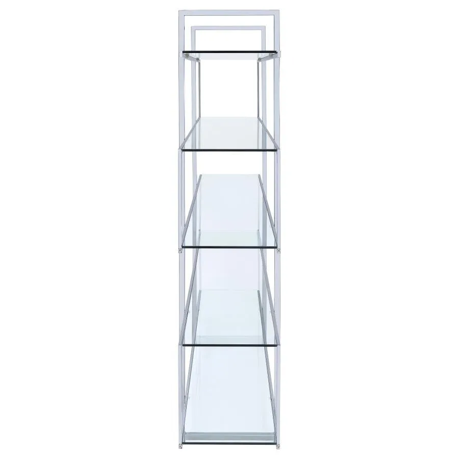 5-shelf Bookcase Chrome and Clear