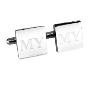 5 x Personalised Engraved Square Silver Cufflinks