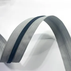 #5 Zipper Tape - 3 yard cut - Dove Grey w/ Matte Black Teeth