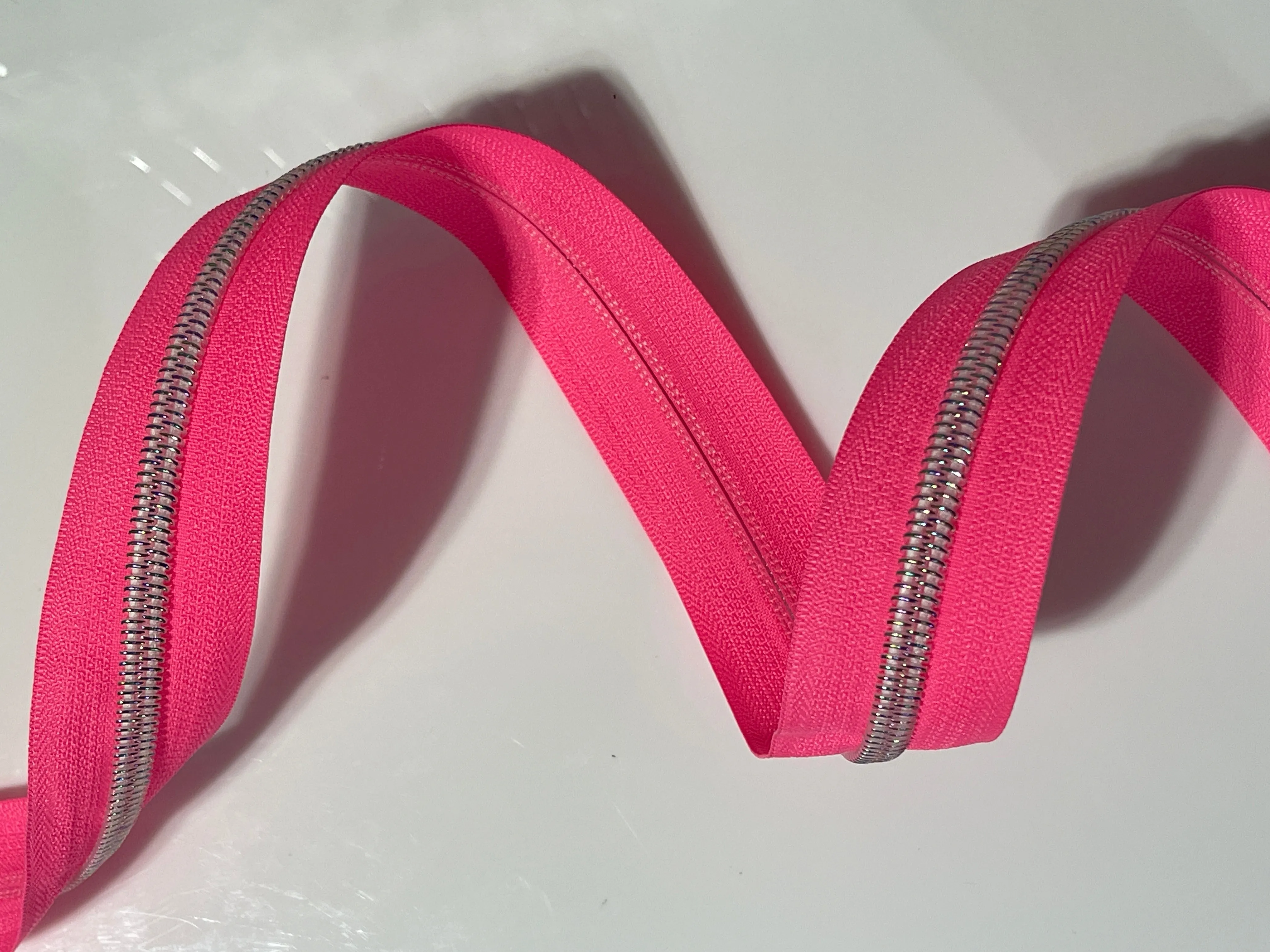 #5 Zipper Tape - 3 yard cut - Neon Pink