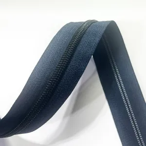 #5 Zipper Tape - 3 yard cut - Prussian Blue w/ Matte Black Teeth