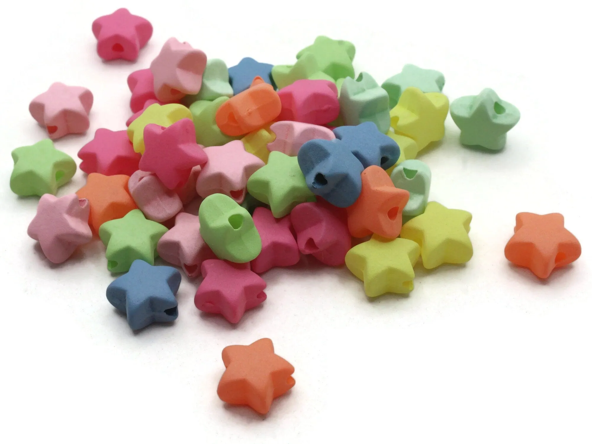 50 11mm Mixed Neon Colors Puffed Star Plastic Beads