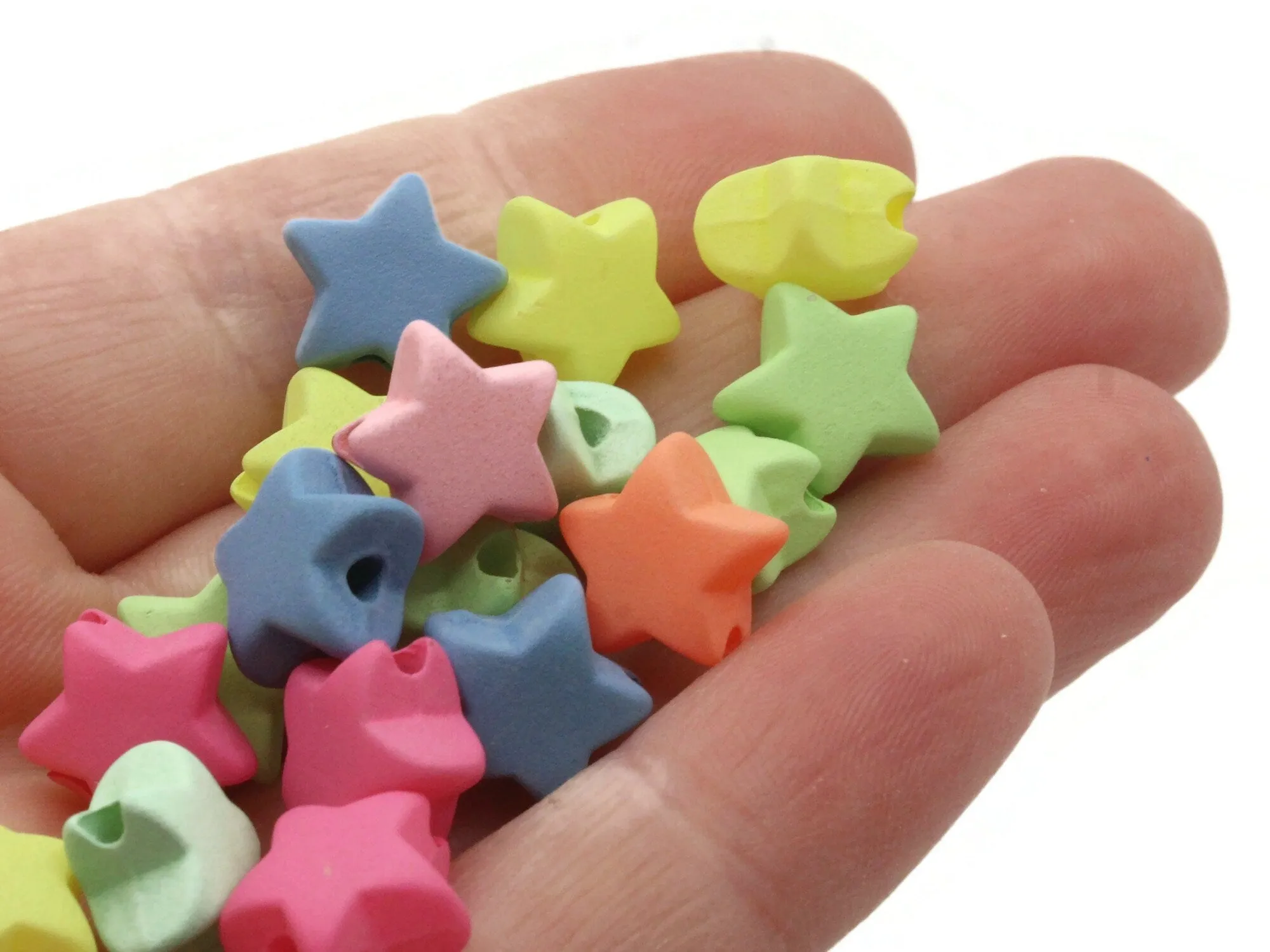 50 11mm Mixed Neon Colors Puffed Star Plastic Beads