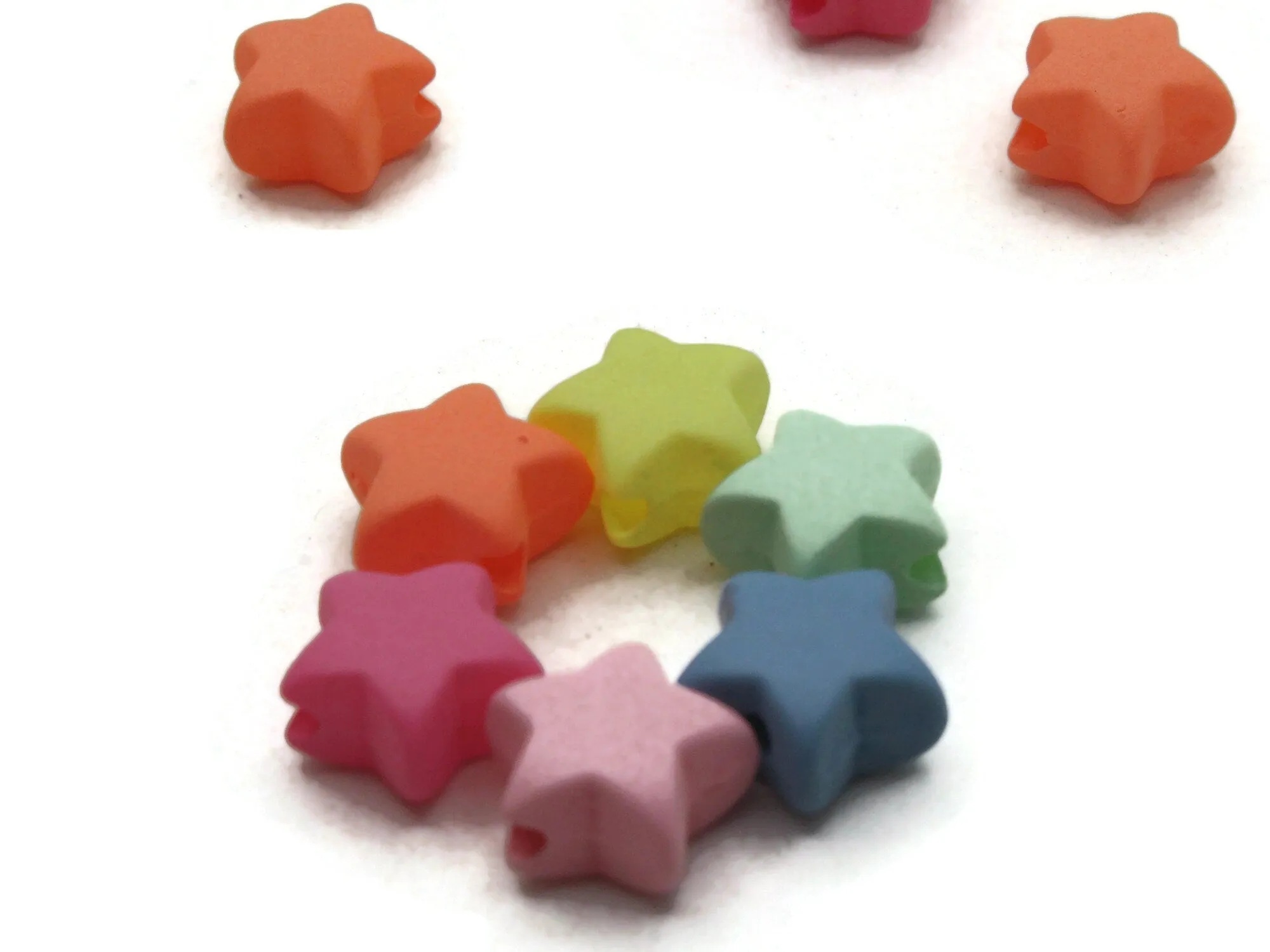 50 11mm Mixed Neon Colors Puffed Star Plastic Beads