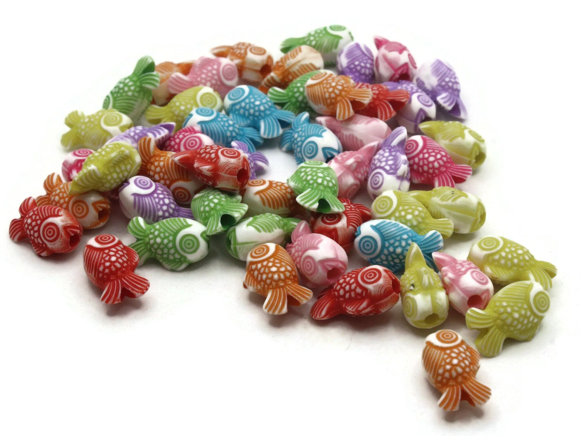 50 15mm Mixed Colors Plastic Fish Beads