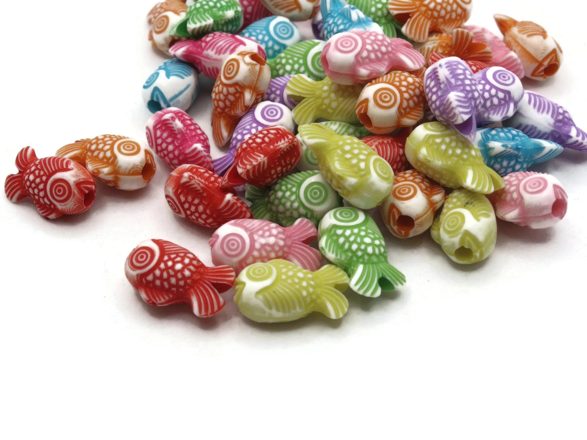 50 15mm Mixed Colors Plastic Fish Beads