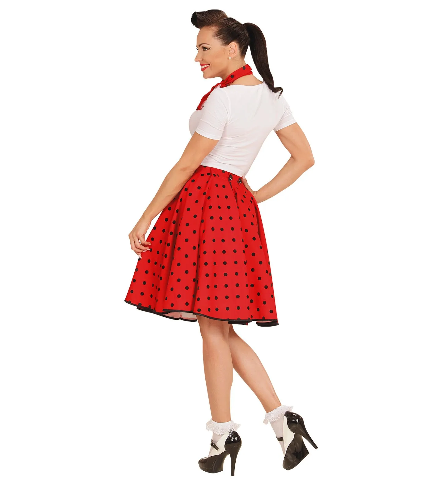 50's Rockabilly Red Polka Dot Skirt and Neckscarf