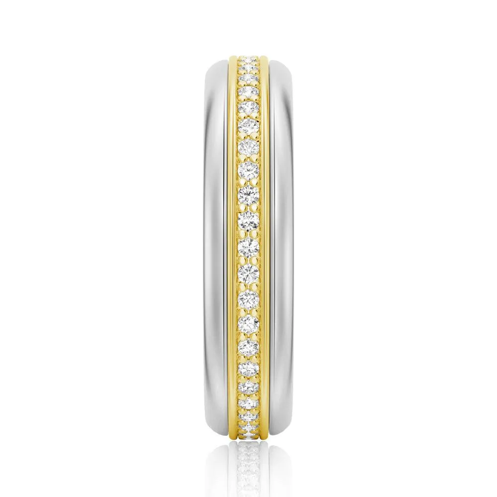 5.1mm Rotatable Two-Tone Round Moissanite Men's Eternity Wedding Band