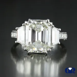 5.27 Carat Emerald Cut Diamond Engagement Ring 14K White Gold