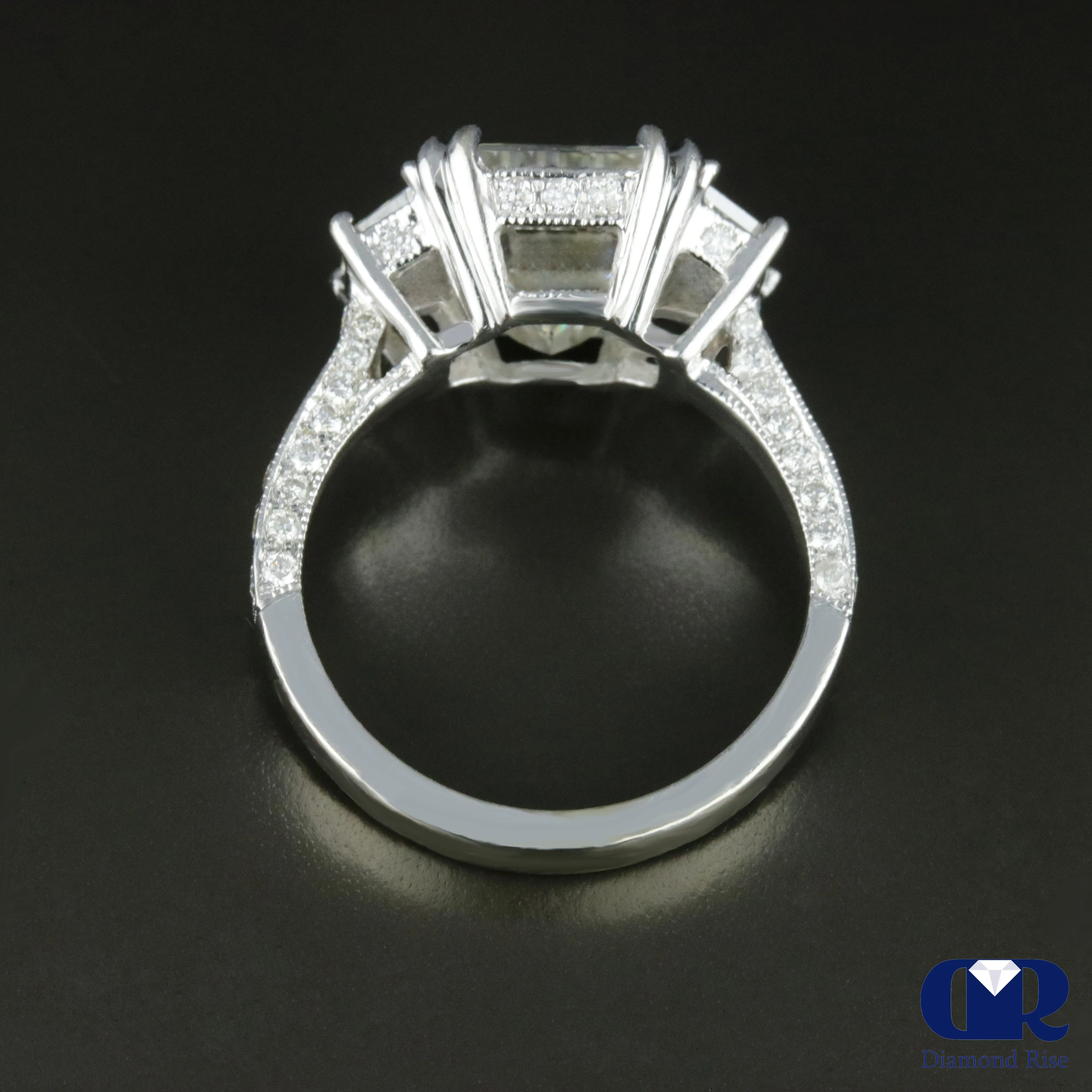 5.27 Carat Emerald Cut Diamond Engagement Ring 14K White Gold