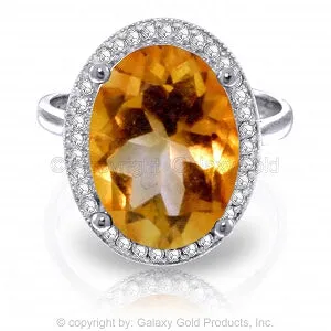 5.28 Carat 14K Solid White Gold Resplendent Citrine Diamond Ring