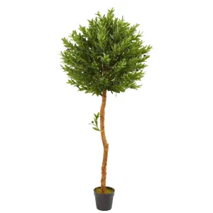 5.5' Artificial Olive Topiary Tree UV Resistant (Indoor/Outdoor) - Low Maintenance, Life-Like & Vibrant Silk Trees For Busy People.