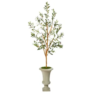 57" Artificial Olive Tree in Sand Colored Urn - Low Maintenance, Life-Like & Vibrant Silk Trees For Busy People.