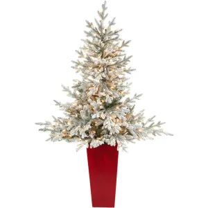 57" Pre-Lit Flocked Fraser Fir Artificial Tree