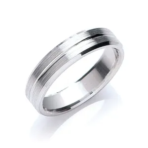 5mm Bevelled Edge Court Wedding Ring in Platinum