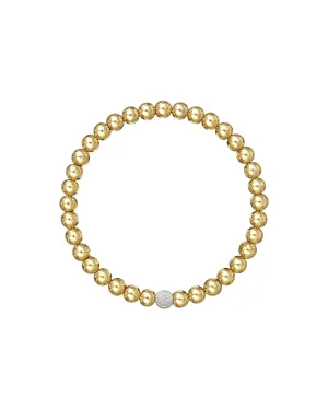 5mm Gold Bead Bracelet With Diamond Bead