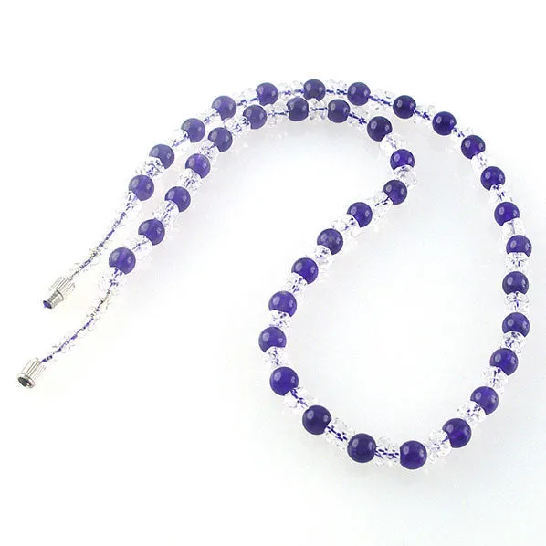 5mm Natural Amethyst and Rock Crystal Faceted Button Beads Necklace