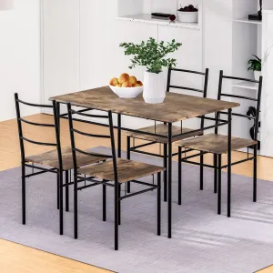 5PCS Industrial Dining Set, Sturdy Metal, Easy-to-Clean, Artiss